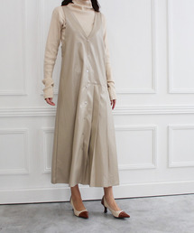 2WAYレザープリーツジャンパースカート