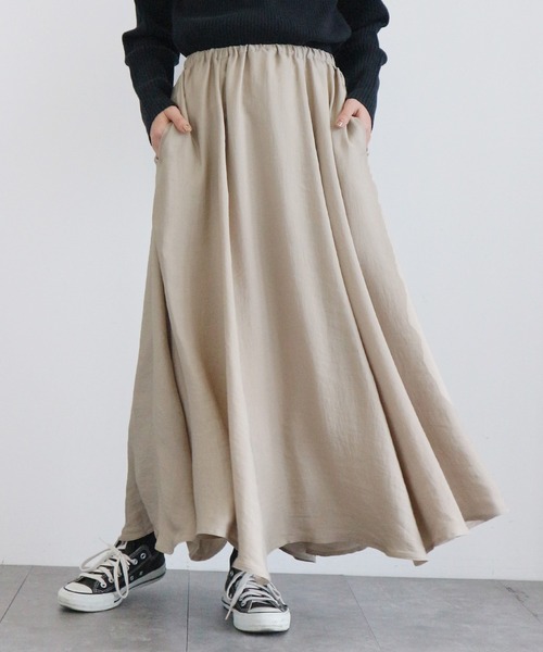 AMERICAN HOLIC(アメリカンホリック)の「マーメイドギャザーロングスカート(スカート・レディース・チャコールグレー/ベージュ/ブルー系その他/その他9/マルチ/ブラック・FREE)」の3枚目の写真