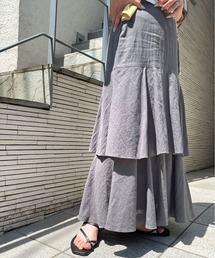 Omekashi | 【新色：チャコールグレー】ティアードロングスカート(スカート)