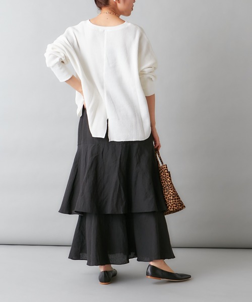 Omekashi(オメカシ)の「【新色:チャコールグレー】ティアードロングスカート(スカート・レディース・ブルー/ブラック/オフホワイト/チャコールグレー・FREE)」の11枚目の写真