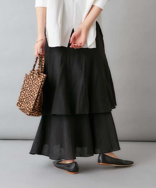 Omekashi(オメカシ)の「【新色:チャコールグレー】ティアードロングスカート(スカート・レディース・ブルー/ブラック/オフホワイト/チャコールグレー・FREE)」の9枚目の写真