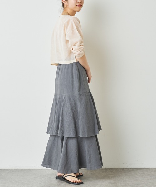 Omekashi(オメカシ)の「【新色:チャコールグレー】ティアードロングスカート(スカート・レディース・ブルー/ブラック/オフホワイト/チャコールグレー・FREE)」の13枚目の写真