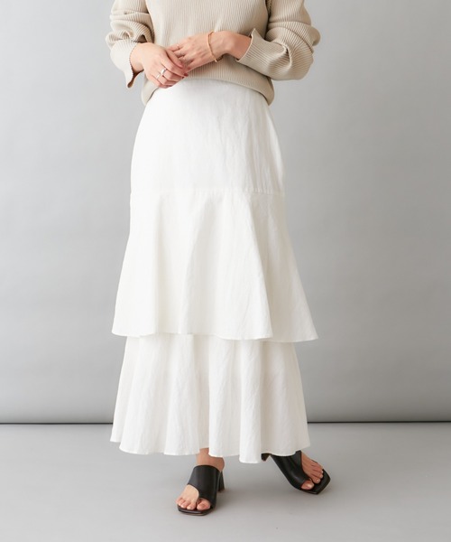 Omekashi(オメカシ)の「【新色:チャコールグレー】ティアードロングスカート(スカート・レディース・ブルー/ブラック/オフホワイト/チャコールグレー・FREE)」の16枚目の写真