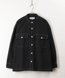 make a ray! | ステッチ バンドカラー シャツ ビッグシルエット 長袖シャツ/シャツジャケット/2021 SPRING(シャツ/ブラウス)