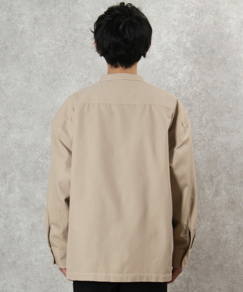 make a ray!（メイク ア レイ！）の「ステッチ バンドカラー シャツ ビッグシルエット 長袖シャツ/ライトシャツジャケット（シャツ/ブラウス・メンズ・ブラック/ブラウン/ベージュ・M/L/XL）」の16枚目の写真