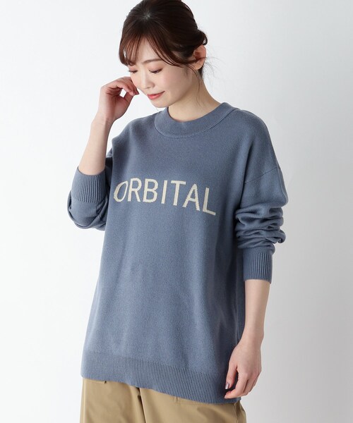 pink adobe（ピンクアドベ）の「◆【M-L】ロゴニット（ニット/セーター・レディース・ライトブルー/ブラック/アイボリー/キャメル・40/38）」の3枚目の写真