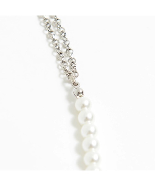A‘gem 9（エージェムナイン）の「『A'GEM/9』アシンメトリーパールネックレス（ネックレス・メンズ・ホワイト・FREE）」の9枚目の写真
