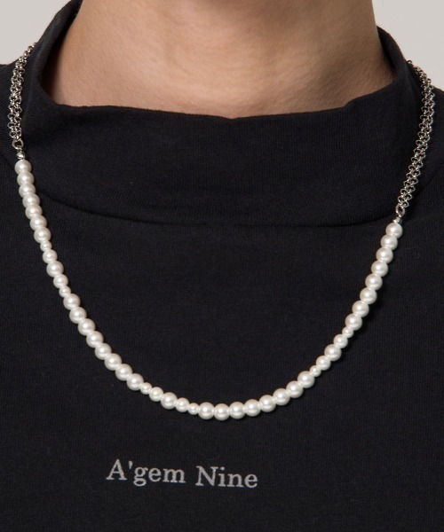 A‘gem 9（エージェムナイン）の「『A'GEM/9』アシンメトリーパールネックレス（ネックレス・メンズ・ホワイト・FREE）」の16枚目の写真