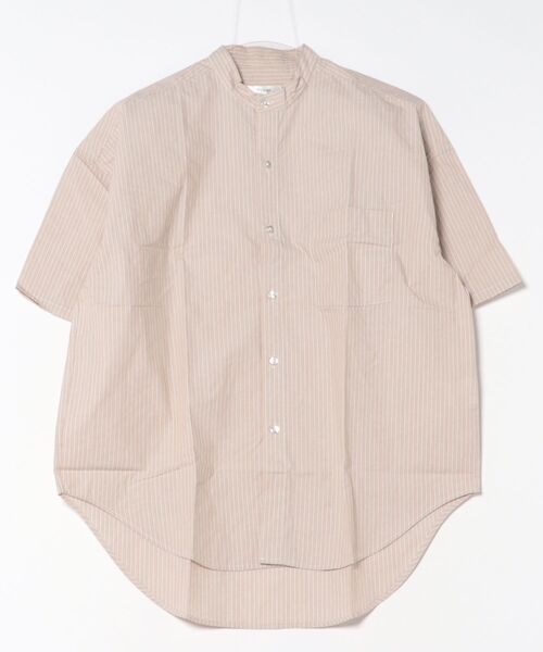 STYLEBLOCK(スタイルブロック)の「ストライプバントカラービッグ半袖シャツ(シャツ/ブラウス・メンズ・モカ/ホワイト/ベージュ/ブルー系その他・L/M/LL)」の3枚目の写真
