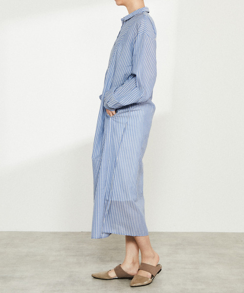 nota（ノータ）の「ストライプシャツワンピース（ワンピース・レディース・ベージュ/ブルー・FREE）」の3枚目の写真