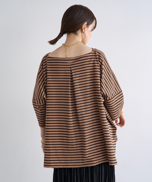 LOUNGEDRESS（ラウンジドレス）の「ボーダースクエアカットソー（Tシャツ/カットソー・レディース・ブラウン/オフホワイト・FREE）」の8枚目の写真