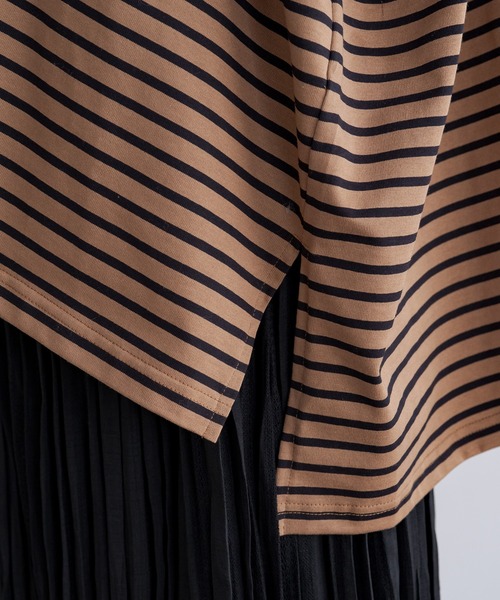 LOUNGEDRESS（ラウンジドレス）の「ボーダースクエアカットソー（Tシャツ/カットソー・レディース・ブラウン/オフホワイト・FREE）」の11枚目の写真