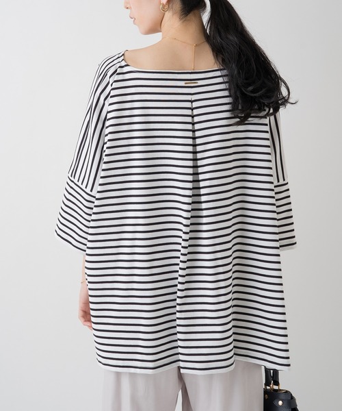 LOUNGEDRESS（ラウンジドレス）の「ボーダースクエアカットソー（Tシャツ/カットソー・レディース・ブラウン/オフホワイト・FREE）」の9枚目の写真