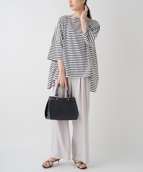 LOUNGEDRESS（ラウンジドレス）の「ボーダースクエアカットソー（Tシャツ/カットソー・レディース・ブラウン/オフホワイト・FREE）」の5枚目の写真