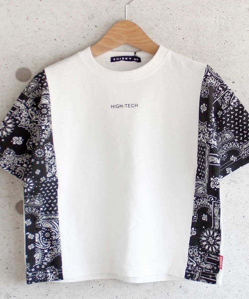 キッズ Tシャツ カットソー Tシャツ The Tシャツ The Casual カジュアル のファッション トップス ビッグシルエットペイズリーサイド切替プリント半袖カットソー