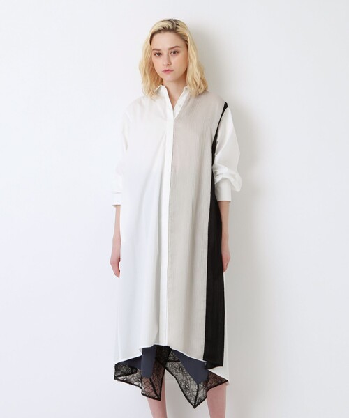LOVELESS(ラブレス)の「カラーブロック オーバー シャツドレス(シャツワンピース・レディース・オフホワイト・36/34)」の9枚目の写真
