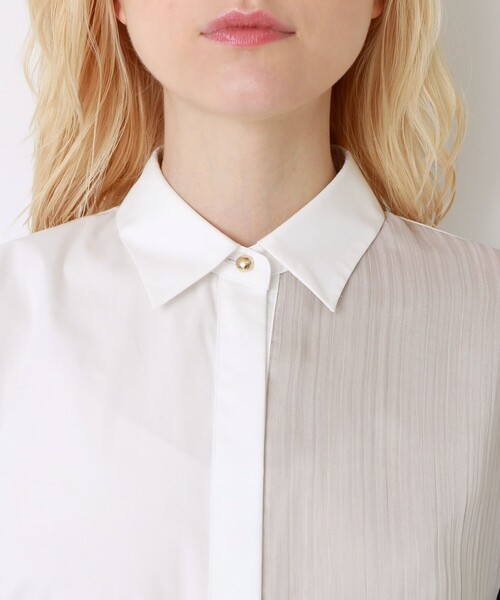 LOVELESS(ラブレス)の「カラーブロック オーバー シャツドレス(シャツワンピース・レディース・オフホワイト・36/34)」の7枚目の写真