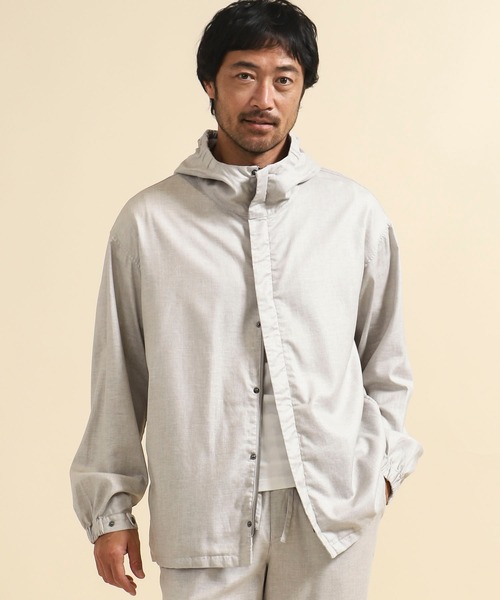 TETE HOMME（テットオム）の「コーティングリネンパーカー（ブルゾン・メンズ・ライトグレー/ブルー・MEDIUM/X-LARGE/LARGE）」の2枚目の写真