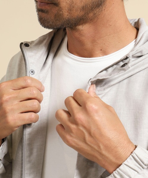 TETE HOMME（テットオム）の「コーティングリネンパーカー（ブルゾン・メンズ・ライトグレー/ブルー・MEDIUM/X-LARGE/LARGE）」の9枚目の写真