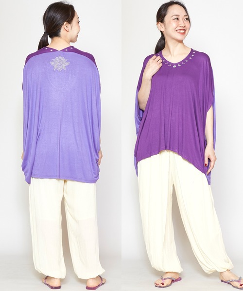 チャイハネ（チャイハネ）の「【チャイハネ】アラビナトップス（Tシャツ/カットソー・レディース・ネイビー/パープル/ホワイト・FREE）」の3枚目の写真