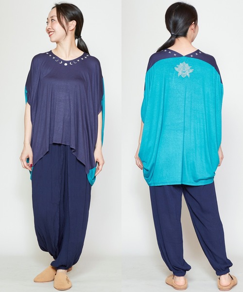 チャイハネ（チャイハネ）の「【チャイハネ】アラビナトップス（Tシャツ/カットソー・レディース・ネイビー/パープル/ホワイト・FREE）」の2枚目の写真