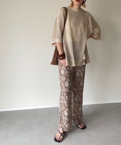 y/m by misato(イムバイミサト)の「ぼかし柄ストレートパンツ(その他パンツ・レディース・グリーン/ダークベージュ・FREE)」の9枚目の写真