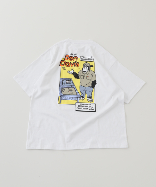 BEN DAVIS ORIGINALS（ベンデイビスオリジナルス）の「【BEN DAVIS / ベンデイビス】 heres Big Tシャツ（Tシャツ/カットソー・メンズ・ホワイト/ブラック/ベージュ/グリーン・MEDIUM/LARGE）」の2枚目の写真