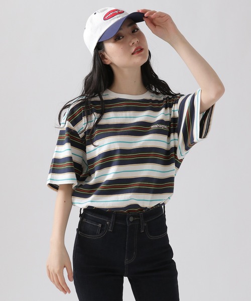 MAHAGRID（マハグリッド）の「MAHAGRID／POINT LOGOボーダーT 2945845（Tシャツ/カットソー・レディース・ライトブルー/ネイビー/その他1・MEDIUM/LARGE）」の3枚目の写真