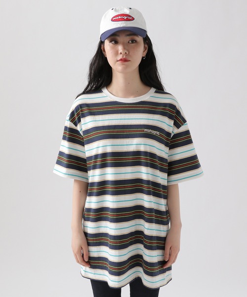 MAHAGRID（マハグリッド）の「MAHAGRID／POINT LOGOボーダーT 2945845（Tシャツ/カットソー・レディース・ライトブルー/ネイビー/その他1・MEDIUM/LARGE）」の7枚目の写真