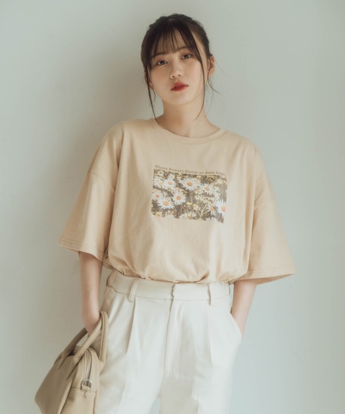 nemne store(ネンネストア)の「いちにちのはじまりアソートプリントT(Tシャツ/カットソー・レディース・ホワイト/ライトグレー/ライトブルー/ベージュ/オフホワイト/サックスブルー/ブルー/アイボリー/クリーム/クリア/ナチュラル/スミクロ・フリー)」の6枚目の写真