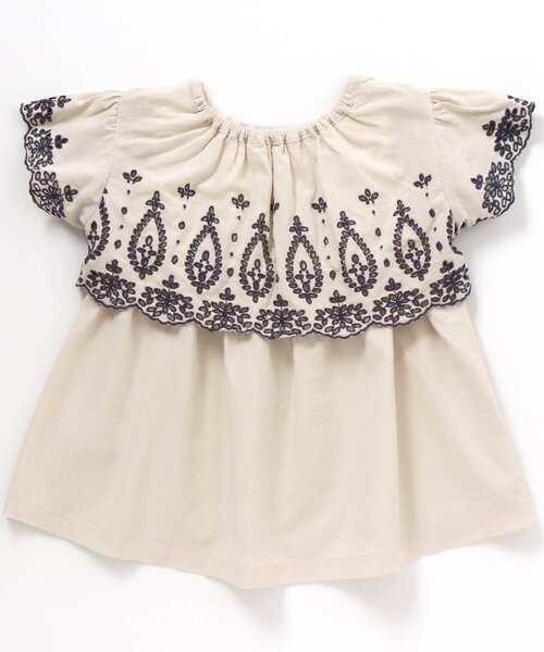 apres les cours（アプレレクール）の「スカラップ刺繍切替チュニック（チュニック・キッズ・アイボリー/イエロー・80/90/100/110/120/130/140）」の5枚目の写真