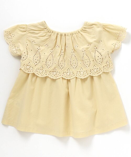 apres les cours（アプレレクール）の「スカラップ刺繍切替チュニック（チュニック・キッズ・アイボリー/イエロー・80/90/100/110/120/130/140）」の6枚目の写真
