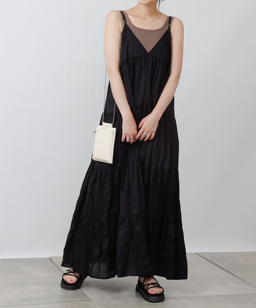 COLONY 2139（コロニートゥーワンスリーナイン）の「【WEB・一部店舗限定】コットンティアードキャミワンピース（ワンピース・レディース・ブラック・FREE）」の4枚目の写真