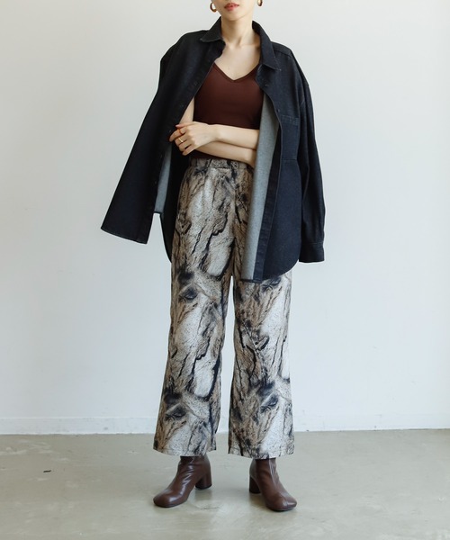 Birthday room（バースデイルーム）の「マーブルパターンプリントパンツ（その他パンツ・レディース・ブラック/ブラウン・FREE）」の9枚目の写真