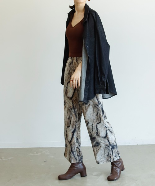 Birthday room（バースデイルーム）の「マーブルパターンプリントパンツ（その他パンツ・レディース・ブラック/ブラウン・FREE）」の10枚目の写真