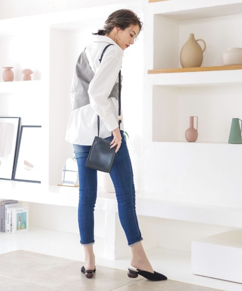 VIVIAN（ヴィヴィアン）の「スクエアトゥウッド柄ヒールミュールスリッパ（パンプス・レディース・ベージュ/ダークブラウン/ブラック/グレー・M/LL/S/L）」の14枚目の写真