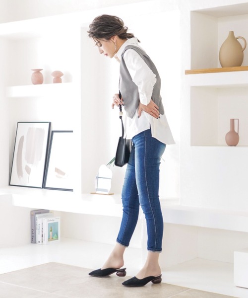 VIVIAN（ヴィヴィアン）の「スクエアトゥウッド柄ヒールミュールスリッパ（パンプス・レディース・ベージュ/ダークブラウン/ブラック/グレー・M/LL/S/L）」の15枚目の写真