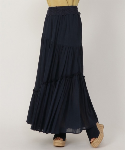 REDYAZEL（レディアゼル）の「楊柳ストライプアシメティアードスカート（スカート・レディース・オフホワイト/イエロー/ネイビー・SMALL/MEDIUM）」の12枚目の写真