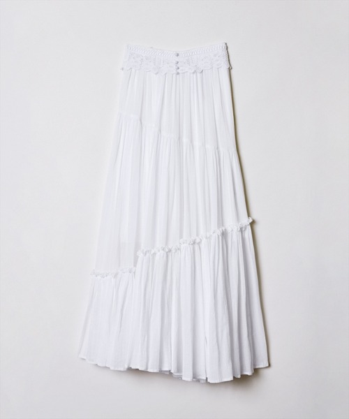 REDYAZEL（レディアゼル）の「楊柳ストライプアシメティアードスカート（スカート・レディース・オフホワイト/イエロー/ネイビー・SMALL/MEDIUM）」の10枚目の写真