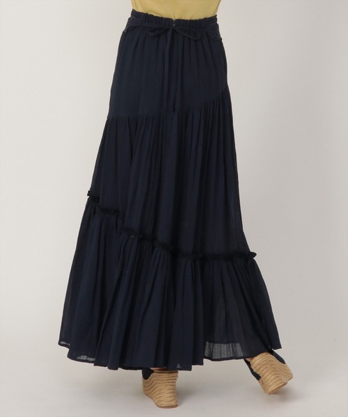 REDYAZEL（レディアゼル）の「楊柳ストライプアシメティアードスカート（スカート・レディース・オフホワイト/イエロー/ネイビー・SMALL/MEDIUM）」の14枚目の写真