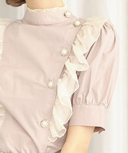 TITTY&CO.（ティティーアンドコー）の「サイドフリルチェックブラウス（シャツ/ブラウス・レディース・ライトブルー/グレー/オフホワイト/ピンク・FREE）」の11枚目の写真