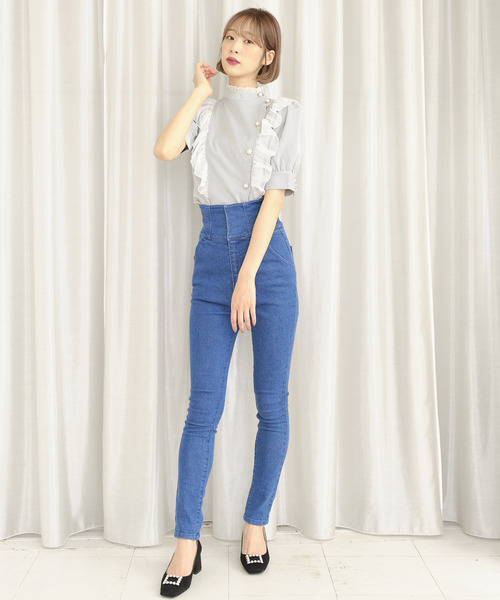 TITTY&CO.（ティティーアンドコー）の「サイドフリルチェックブラウス（シャツ/ブラウス・レディース・ライトブルー/グレー/オフホワイト/ピンク・FREE）」の17枚目の写真