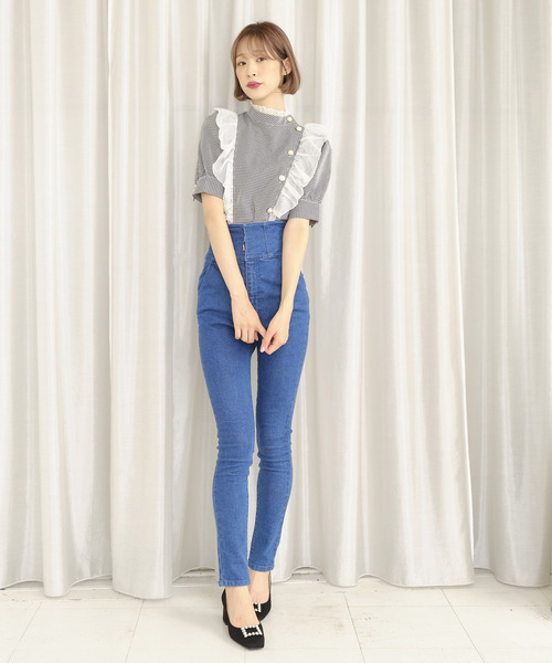 TITTY&CO.（ティティーアンドコー）の「サイドフリルチェックブラウス（シャツ/ブラウス・レディース・ライトブルー/グレー/オフホワイト/ピンク・FREE）」の18枚目の写真