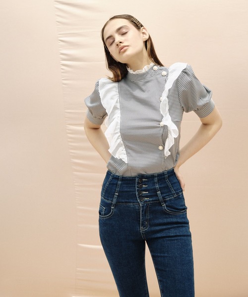 TITTY&CO.（ティティーアンドコー）の「サイドフリルチェックブラウス（シャツ/ブラウス・レディース・ライトブルー/グレー/オフホワイト/ピンク・FREE）」の20枚目の写真