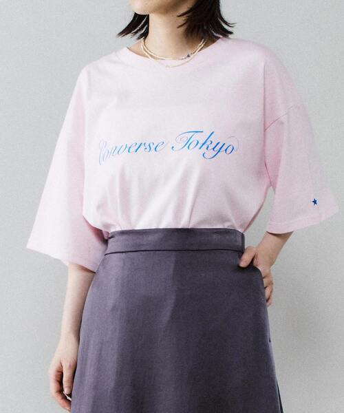 CONVERSE TOKYO（コンバーストウキョウ）の「フロントロゴビッグTシャツ（Tシャツ/カットソー・レディース・ブルー/ホワイト/グリーン/ピンク・FREE）」の4枚目の写真