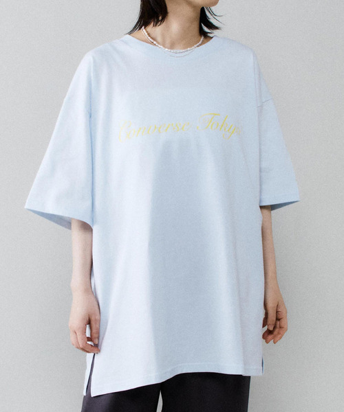 CONVERSE TOKYO（コンバーストウキョウ）の「フロントロゴビッグTシャツ（Tシャツ/カットソー・レディース・ブルー/ホワイト/グリーン/ピンク・FREE）」の3枚目の写真