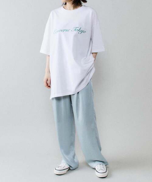 CONVERSE TOKYO（コンバーストウキョウ）の「フロントロゴビッグTシャツ（Tシャツ/カットソー・レディース・ブルー/ホワイト/グリーン/ピンク・FREE）」の7枚目の写真