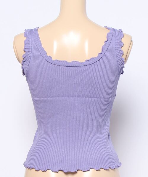Anuenue（アヌエヌエ）の「ハイウエストパンツやデニムと相性抜群 レディース フリルリブタンクトップ（タンクトップ・レディース・ホワイト/ブラック/パープル/ピンク/グリーン/クリーム・FREE）」の22枚目の写真