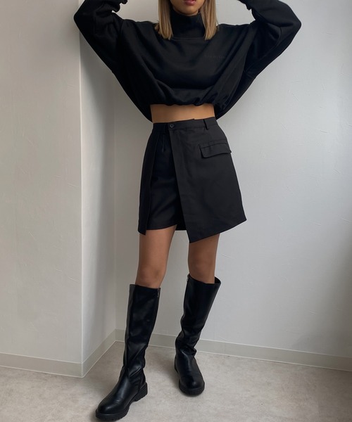 Avvenente（アベネンテ）の「【Avvenente】ラップキュロットスカート（その他パンツ・レディース・ブラック/グレー・M）」の4枚目の写真