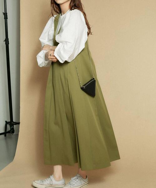 KBF（ケイビーエフ）の「BIGプリーツジャンパースカート（ワンピース・レディース・オリーブ/ブラック/イエロー系その他/ブラウン系その他・ONE）」の12枚目の写真